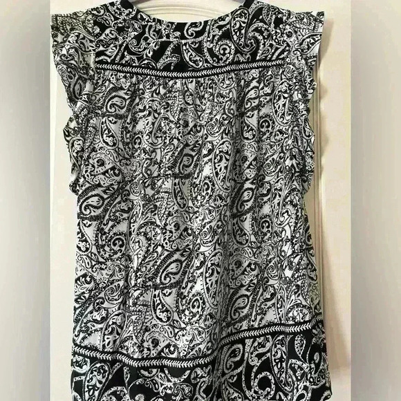 Loft Rayon Blouse Black White Pattern Women’s Small - Picture 9 of 9